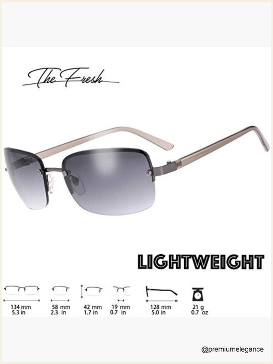 Semi-rimless Rectangular Sunglasses UV400 Lightweight main image 6